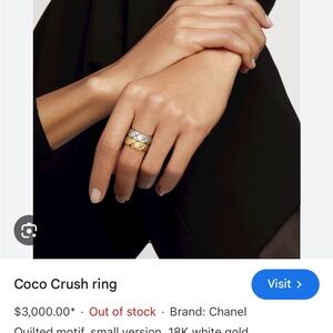 Chanel Coco crush ring. White gold. Size 60